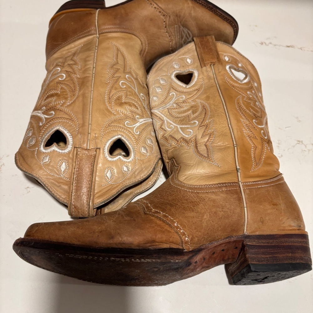 Women’s Innovacion Brown Leather Cowboy Western Heart Boots sz 26/9 Modelo 1820 - Picture 16 of 16